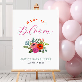 Póster Bebé en la bienvenida a Baby Shower de Floral bril