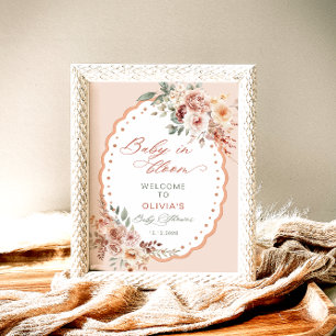 Póster Bebé en la bienvenida Baby Shower a Bloom Boho