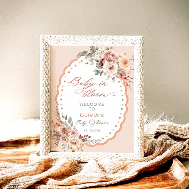 Póster Bebé en la bienvenida Baby Shower a Bloom Boho (Subido por el creador)