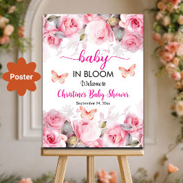Póster Bebé en la Bienvenida de Baby Shower para Rosas de
