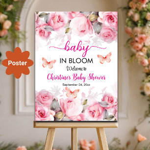 Póster Bebé en la Bienvenida de Baby Shower para Rosas de