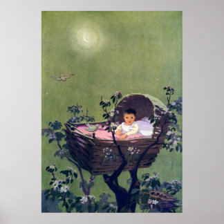 Póster Bebé en la cuna en la cuna del árbol