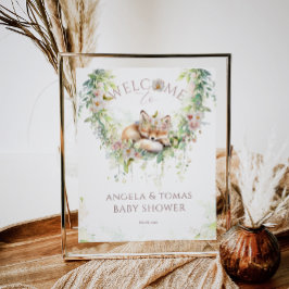 Póster Bebé en sangre Woodland Flor Baby Shower