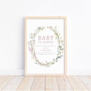 Póster Bebé en un Poster de bienvenida de flor silvestre