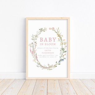 Póster Bebé en un Poster de bienvenida de flor silvestre 