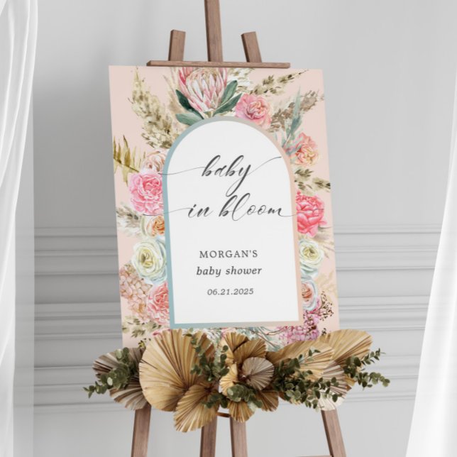 Póster Bebé en una invitación florística bohemiana a Baby (Subido por el creador)