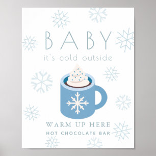 Póster Bebé es Rótulo de bar de chocolate caliente azul f