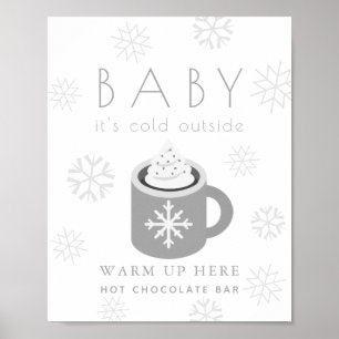 Póster Bebé es Rótulo de bar de chocolate caliente gris f