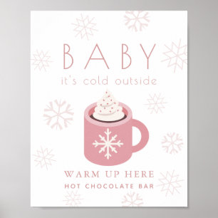 Póster Bebé es Rótulo de bar de chocolate caliente rosa f