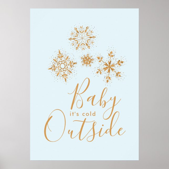 Póster Bebé, está frío fuera de los copos de nieve de oro (Frente)