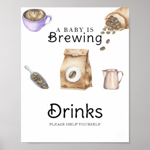 Póster Bebé está preparando café baby shower Bebidas