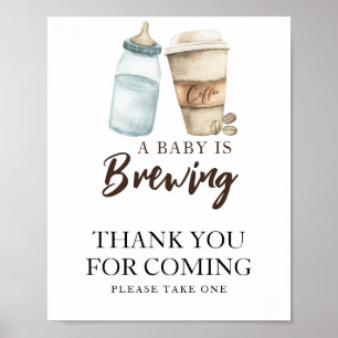 Póster Bebé está preparando café Gracias por venir