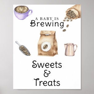 Póster Bebé está preparando café Sweets & Treatment baby