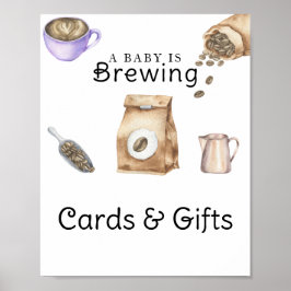 Póster Bebé está preparando café Tarjetas y regalos ducha