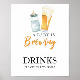 Póster Bebé está preparando cerveza Bebidas