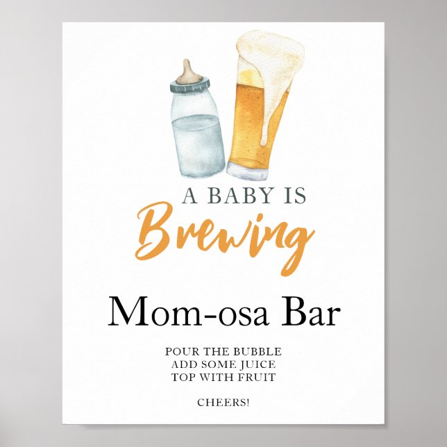 Póster Bebé está preparando cerveza ducha de bebé Bar Mom (Frente)