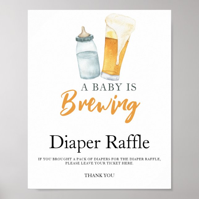 Póster Bebé está preparando cerveza, ducha de bebé, rifa  (Frente)