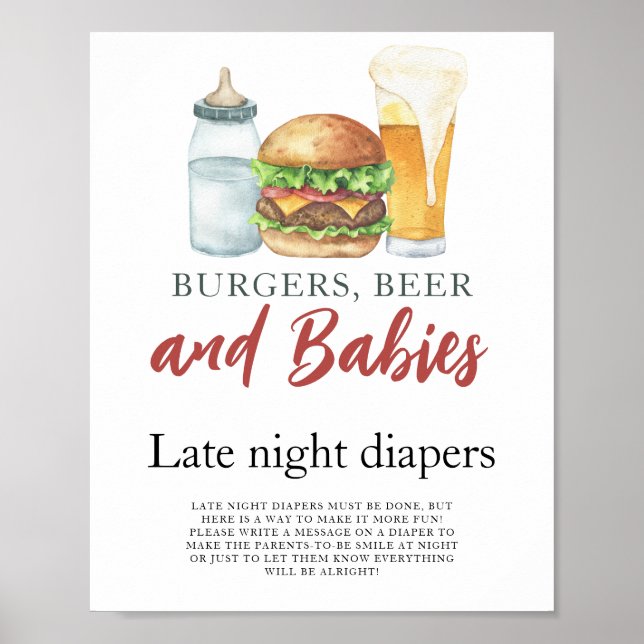 Póster Bebé está preparando cerveza Tarde noche juego de  (Frente)