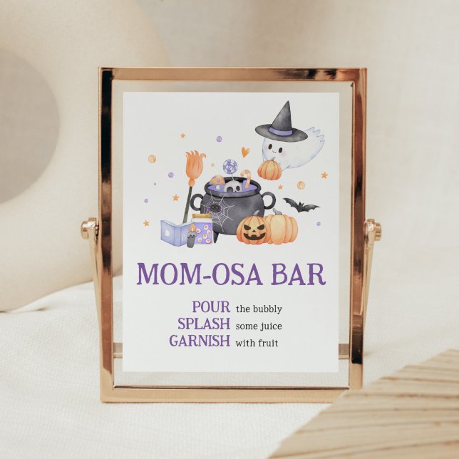 Póster Bebé está preparando morado Halloween Mamá bar Osa (Baby is Brewing Baby Shower Mom Osa Bar Sign)
