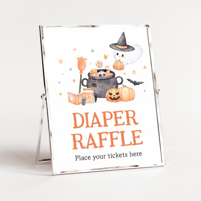 Póster Bebé está preparando Naranja Diaper Raffle de Hall (Baby is Brewing Baby Shower Diaper Raffle Sign)