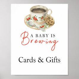 Póster Bebé está preparando tarjetas y regalos de café pa