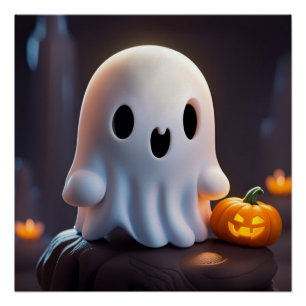 Póster Bebé Fantasma Típico personaje de Halloween