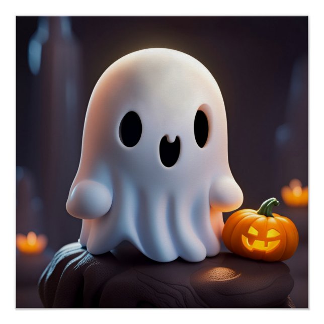 Póster Bebé Fantasma Típico personaje de Halloween (Anverso)