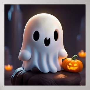 Póster Bebé Fantasma Típico personaje de Halloween