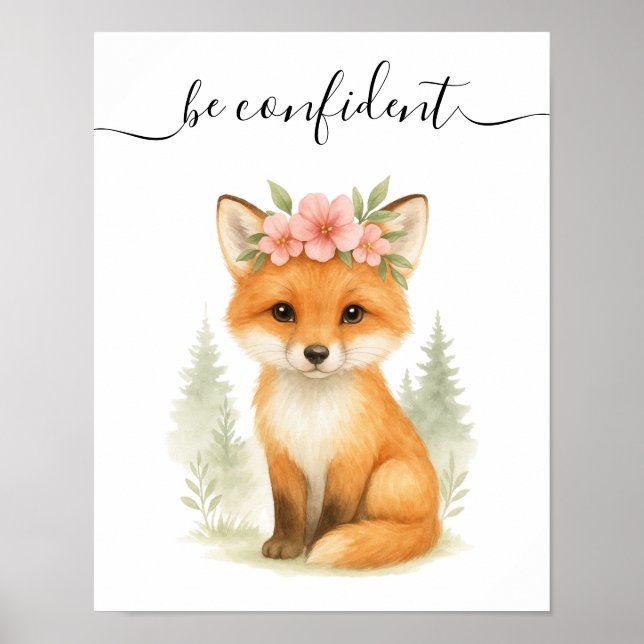 Póster Bebé femenino caprichoso Fox Woodland Nursery (Frente)