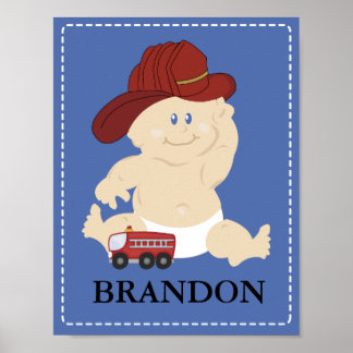 Póster Bebé FIRE FIGHTER Nursery Room Art Print Gift