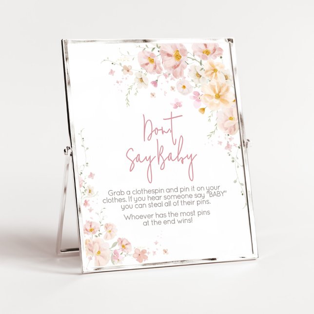 Póster Bebé Flor Silvestre en Flor No Digas Bebé (Baby in Bloom Baby Shower Don't Say Baby Sign)