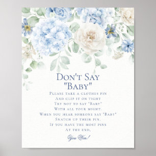 Póster Bebé floral azul en juego hidrangea en flor