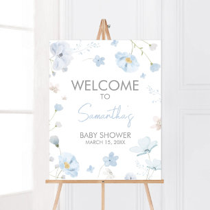 Póster Bebé Floral Primavera Azul en la bienvenida en flo