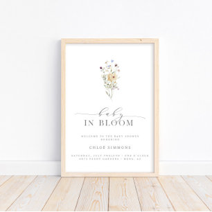 Póster Bebé floral primaveral en Baby Shower en flor