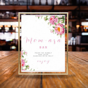 Póster Bebé floral rosa chica en baño de ducha