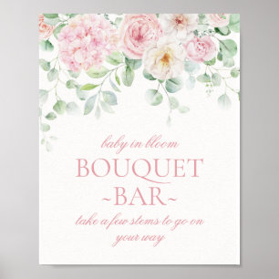 Póster Bebé floral rosado en el bar con flores Bloom Hydr