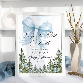 Póster Bebé, frío fuera de la bienvenida Baby Shower Blue