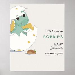 Póster Bebé genial, Dino bienvenido Poster de Baby Shower
