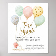 Bebé globo ducha acuarela Cápsula de tiempo