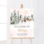 Póster Bebé, hace frío afuera, Chica bienvenida al invier<br><div class="desc">Haga especial su evento con este Baby Shower de copas de invierno rosadas con nuestro bonito y encantador cartel de bienvenida con adorable tema de invierno. Descarga,  personaliza y crea recuerdos duraderos con este toque perfecto para tu alegría. BS581</div>