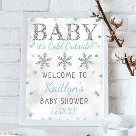 Póster Bebé, hace frío fuera del Baby Shower de invierno 