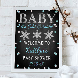 Póster Bebé, hace frío fuera del Baby Shower de invierno 