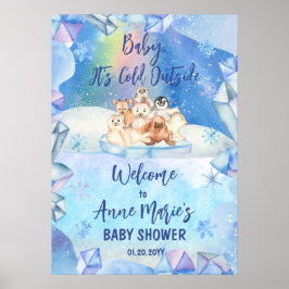Póster Bebé, hace frío fuera del Baby Shower de los anima