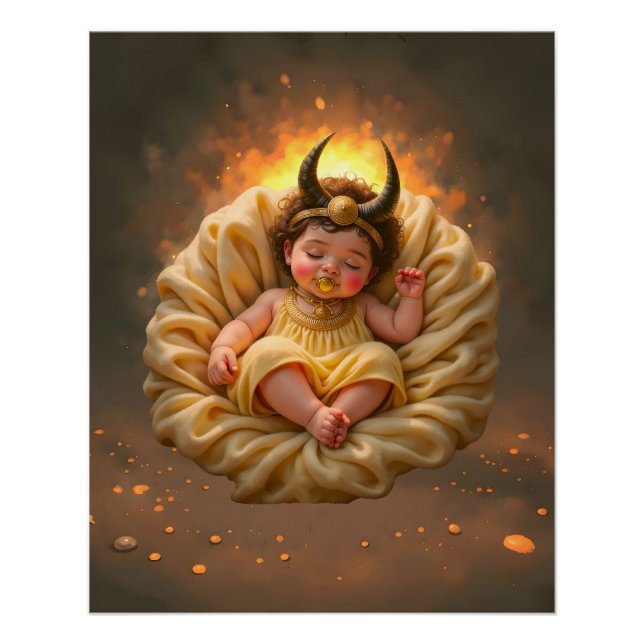 Póster Bebé Isis durmiendo – Diosa de la Luz. (Anverso)