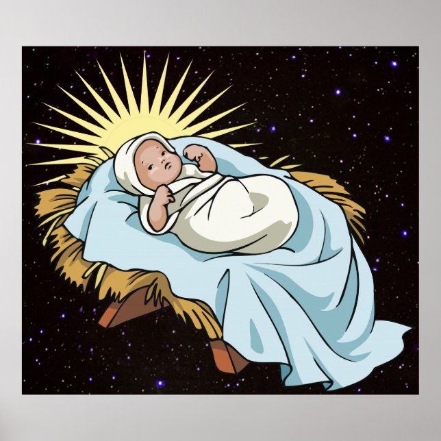 Póster bebe jesus en manger (Frente)