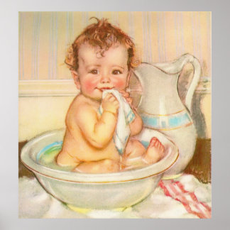 Póster Bebé lindo con baño