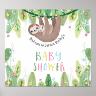 Póster Bebé lindo con mamá y bebé