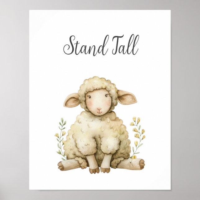 Póster Bebé lindo de oveja animal Stand Tall Nursery Kid  (Frente)