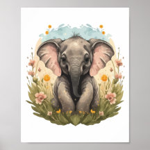 Bebé lindo Elefante Calf Flor silvestre Wanderlust