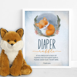 Póster Bebé lindo Fox Snowly Winter Diaper raffle